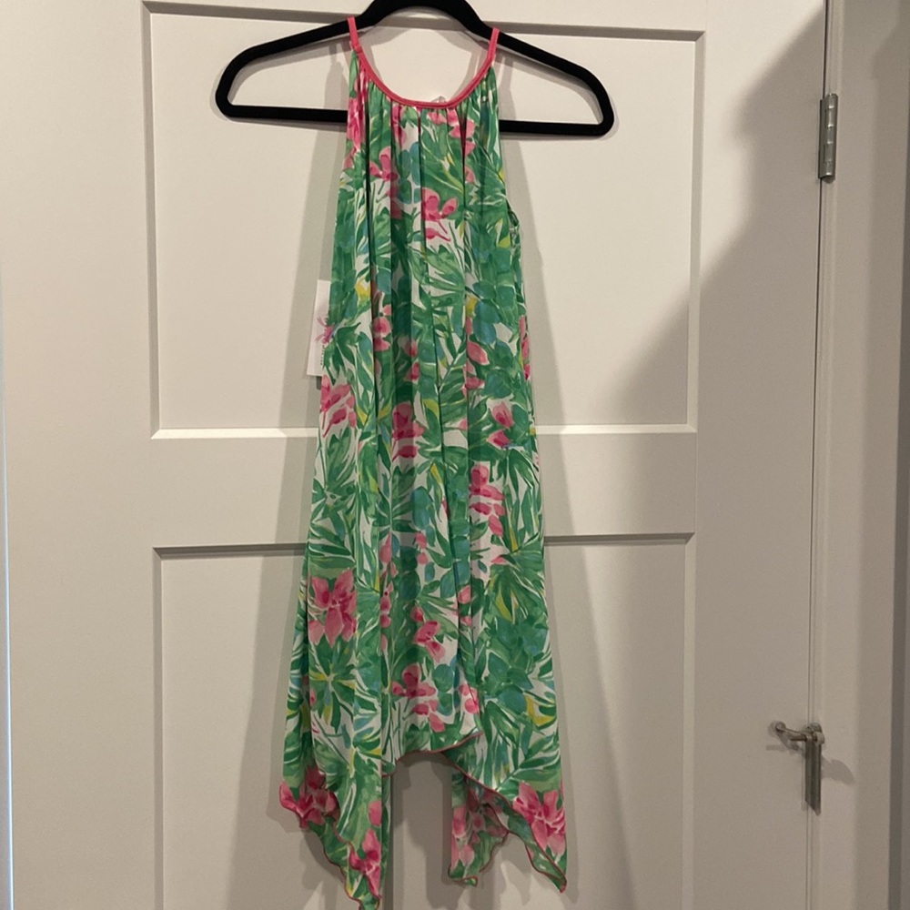 NWT Bonnie Jean girl size 12 floral print dress high center low left/right sides - Picture 8 of 9
